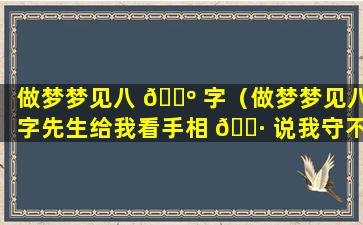 做梦梦见八 🌺 字（做梦梦见八字先生给我看手相 🌷 说我守不住财）